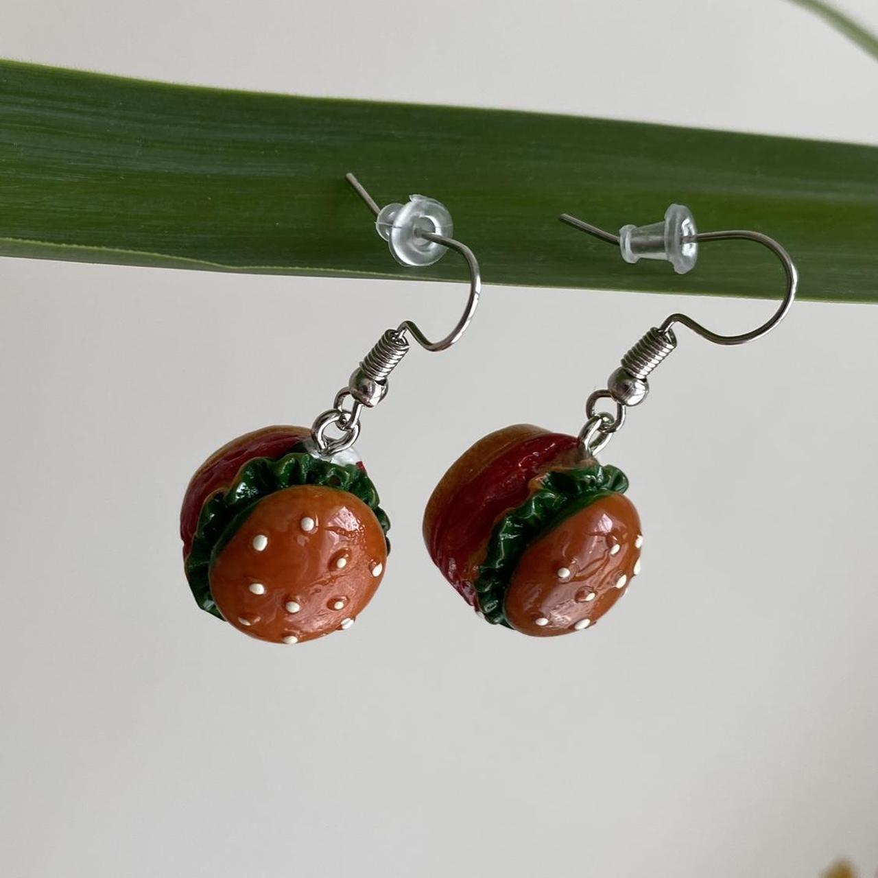 Hamburger Dangle Earrings With Silver Accents - Image 3