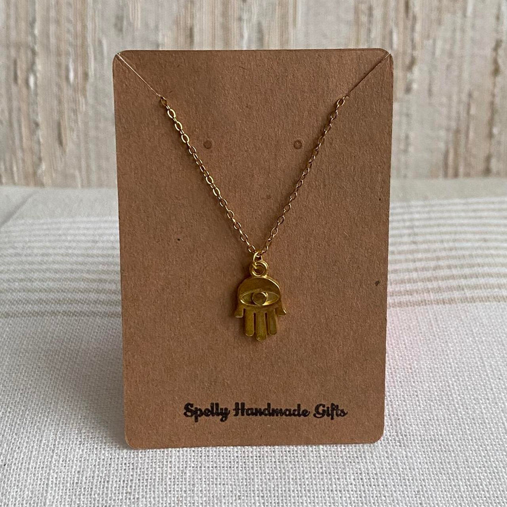 Gold Hamsa Hand Of Protection Pendant Chain - Image 4