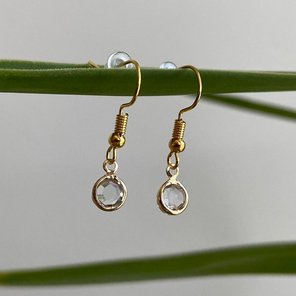 Circle Diamond Gold Dangle Earrings Hand Made