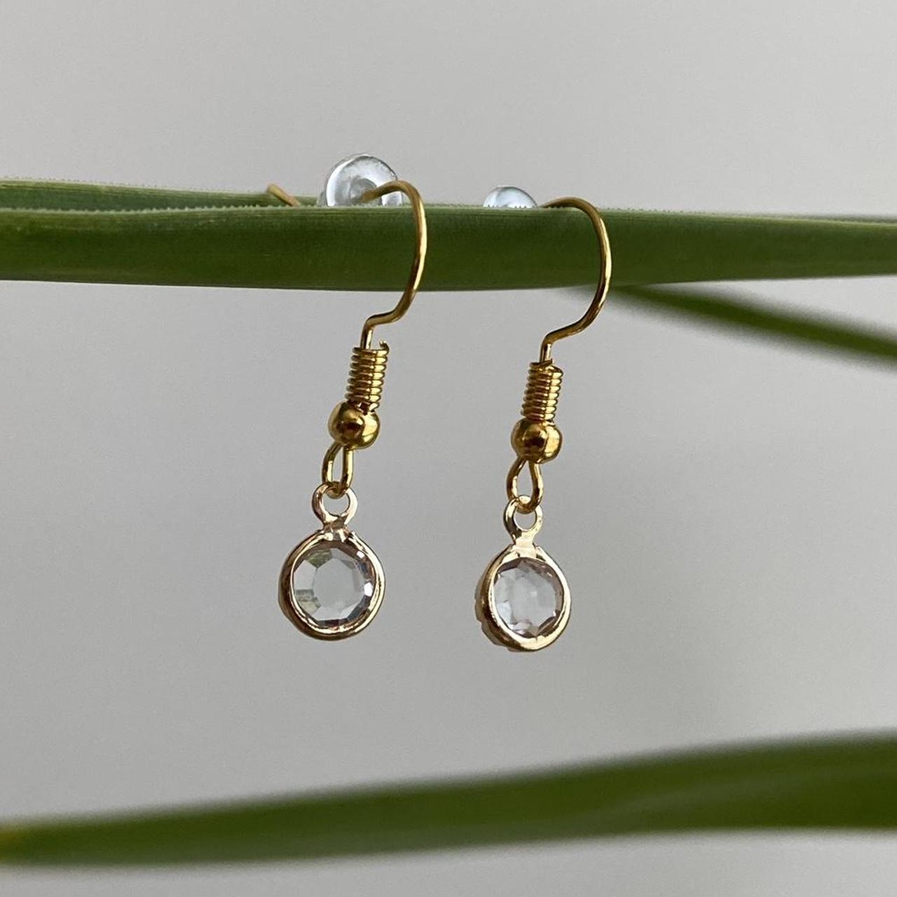 Circle Diamond Gold Dangle Earrings Hand Made