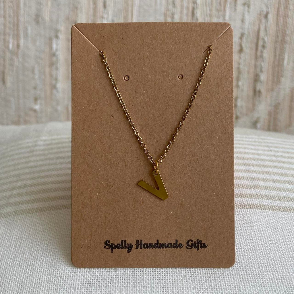 Gold Letter V Initial Pendant Chain Necklace 18 - Image 3