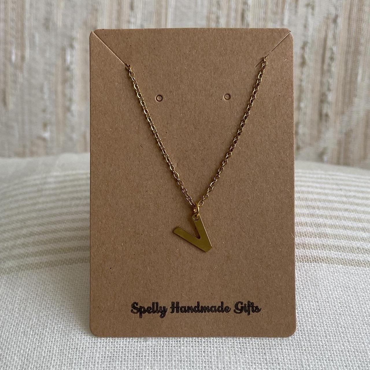 Gold Letter V Initial Pendant Chain Necklace 18 - Image 3