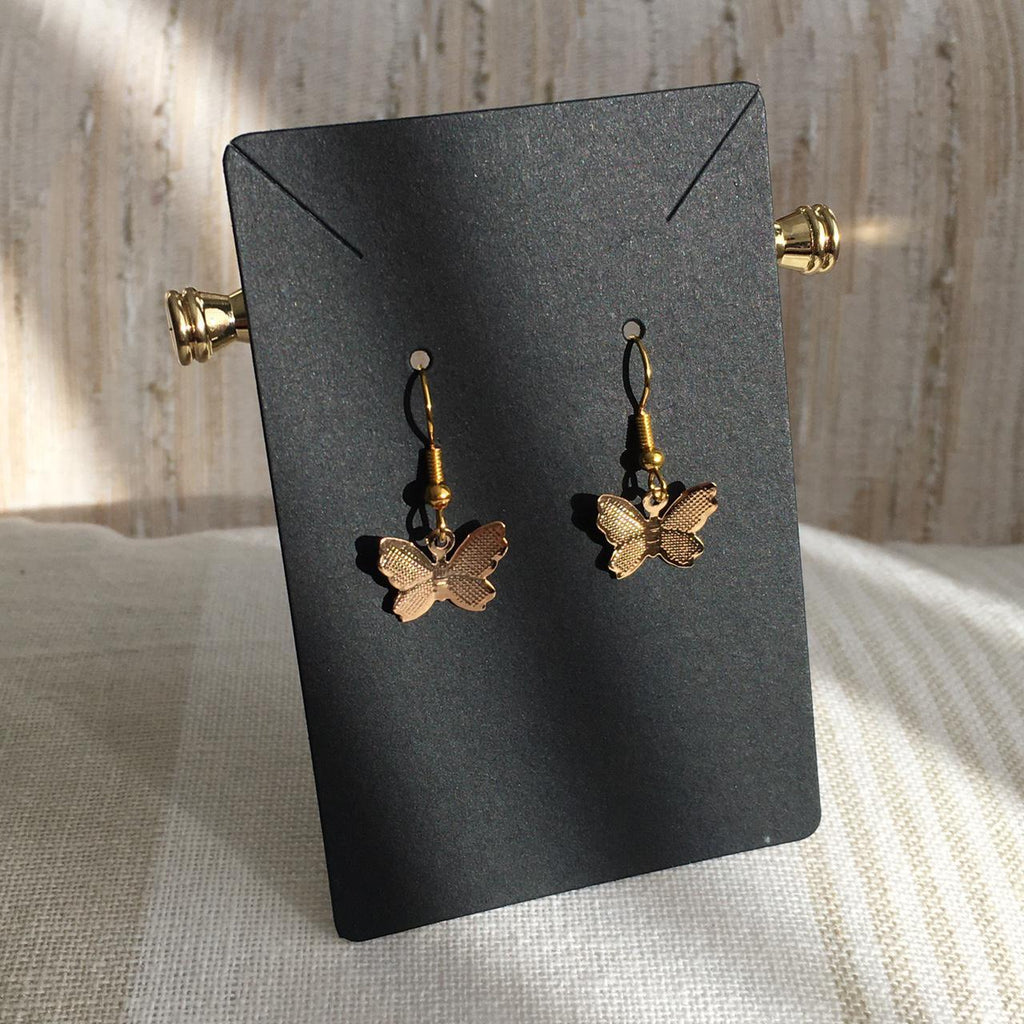 Simple Gold Butterfly Drop Dangle Earrings Also - Image 4