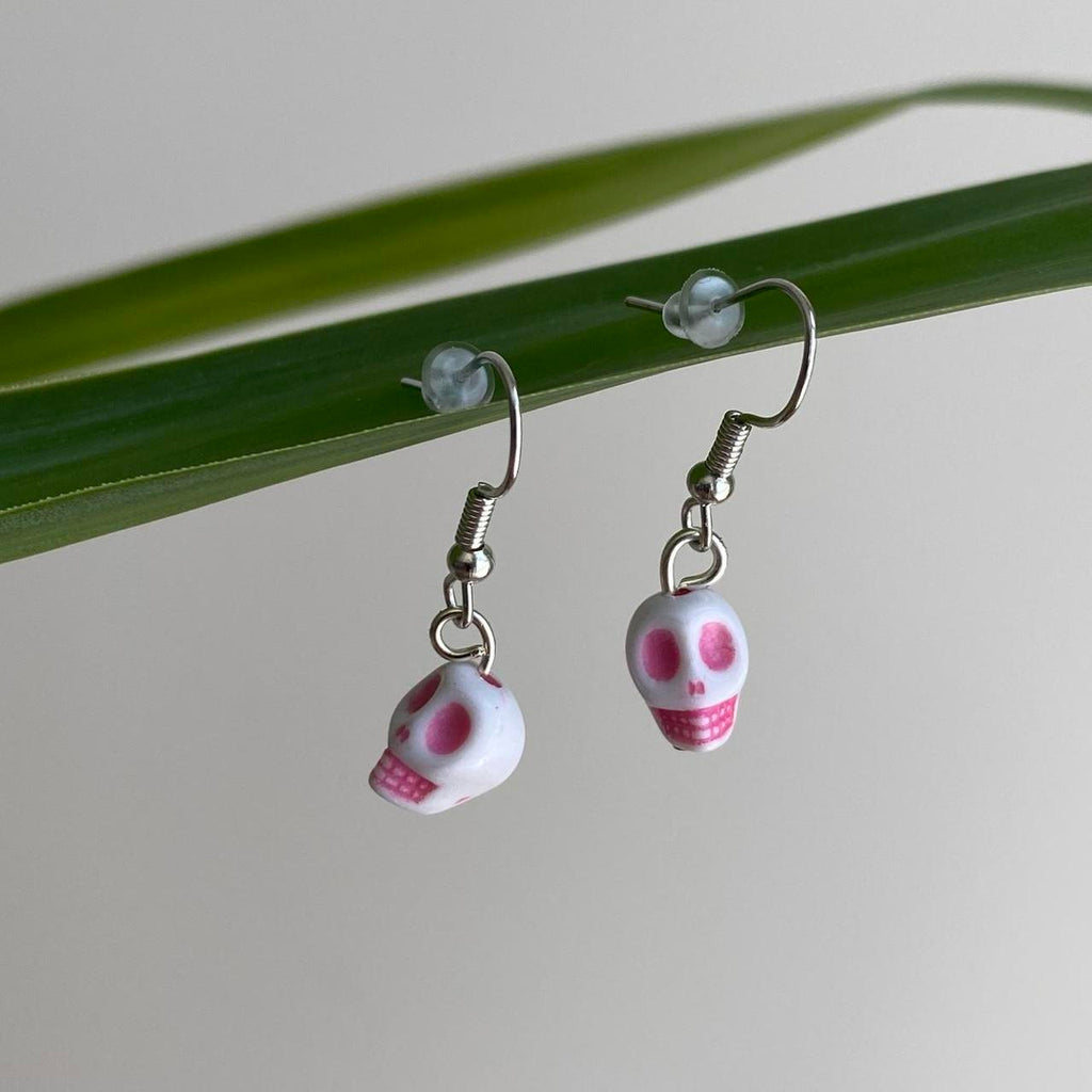 Cinco De Mayo White And Light Pink Skull Dangle - Image 2