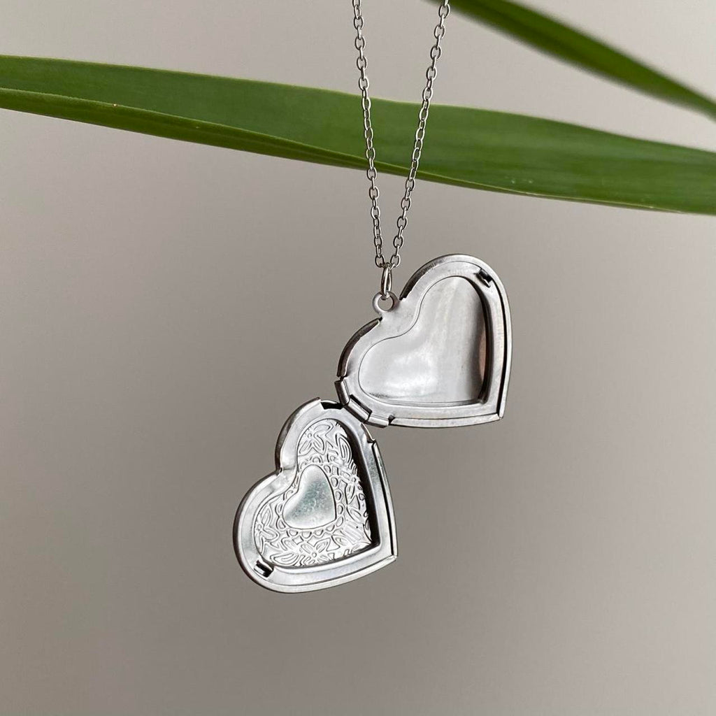 Silver Heart Locket Pendant Chain Necklace 100 - Image 7
