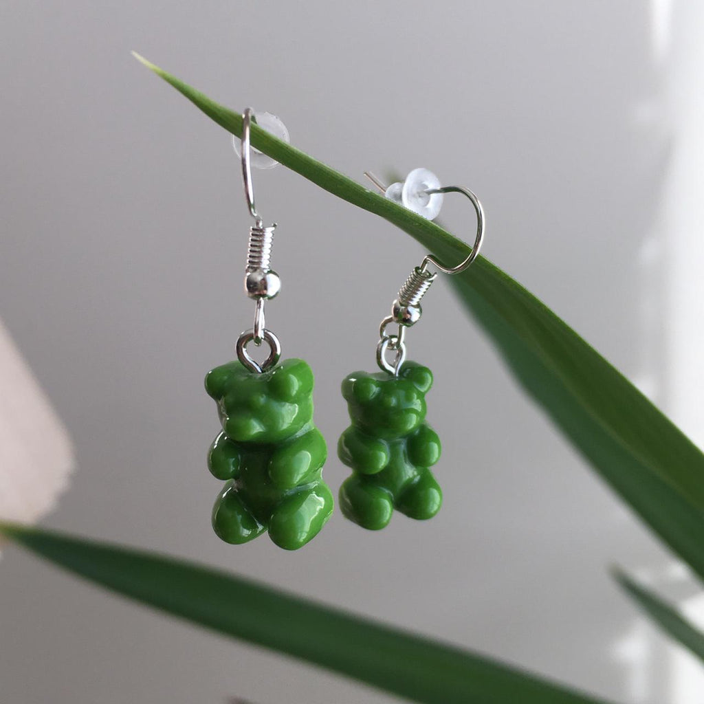 Cute Hand Made Resin Green Gummy Bear Drop Dangle - Image 2