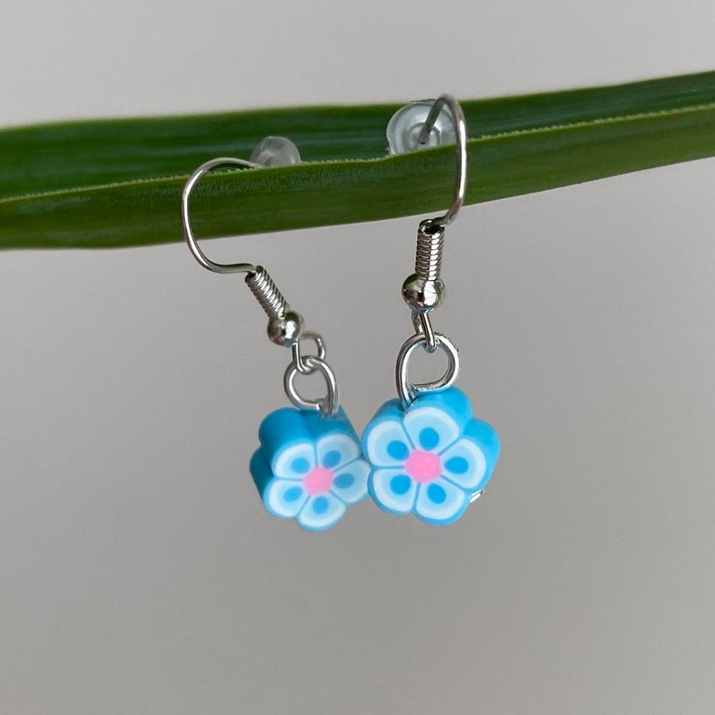 Light Blue Tropical Flower Polymer Clay Dangle - Image 5