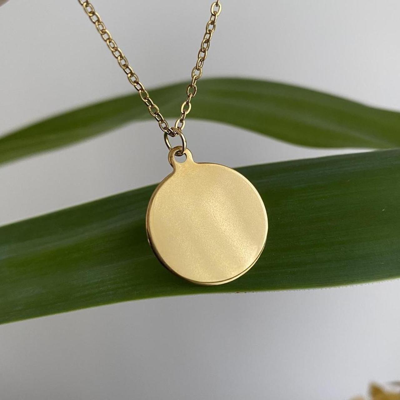 Gold Solid Circle Pendant Chain Necklace Also
