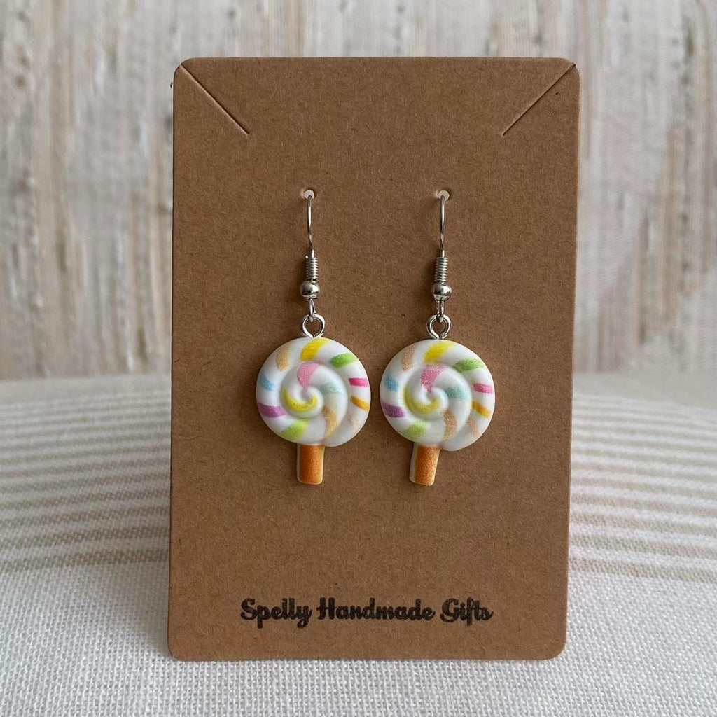 Vanilla White Swirly Lollipop Dangle Earrings With - Image 2
