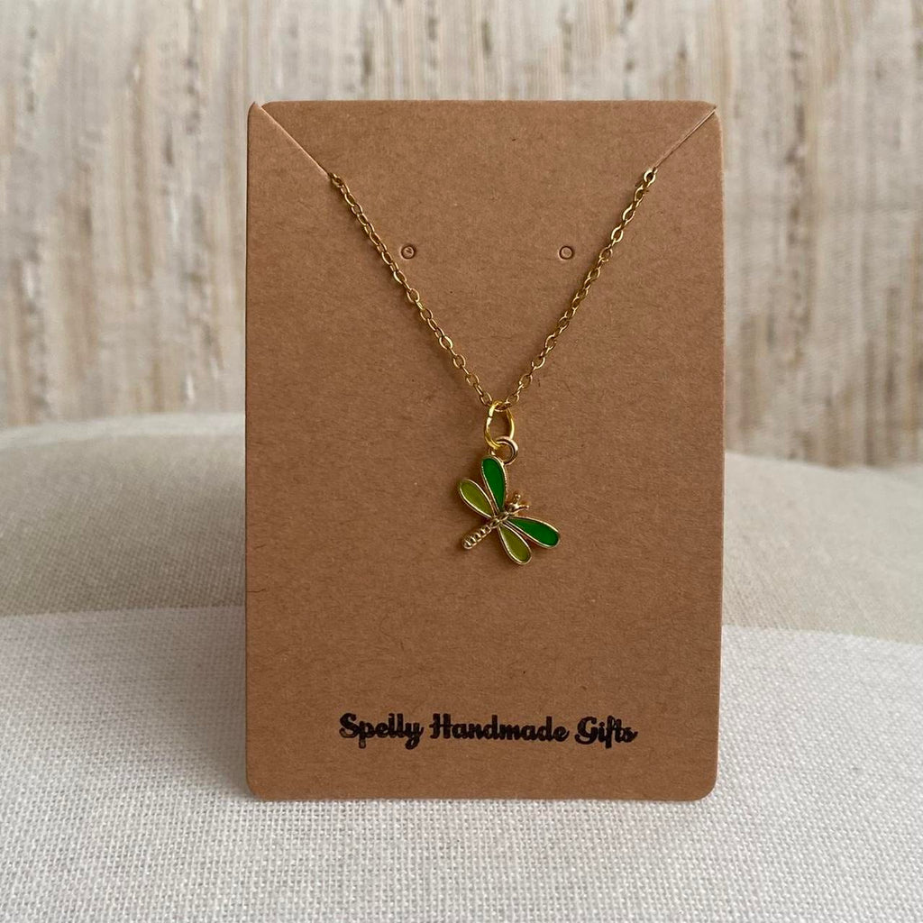 Green And Yellow Enamel Dragonfly Pendant Chain - Image 4