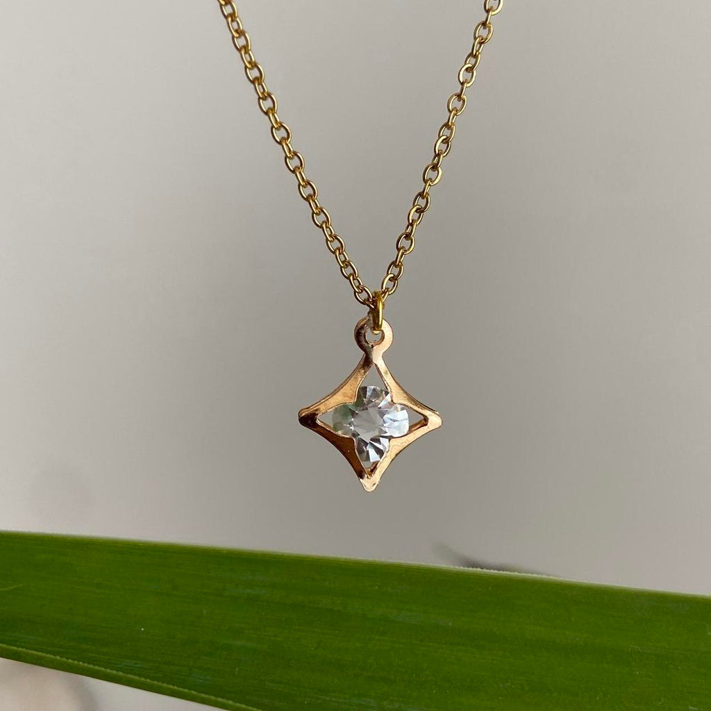 Diamond Gold Pendant Chain Necklace 18 Karat Gold - Image 2