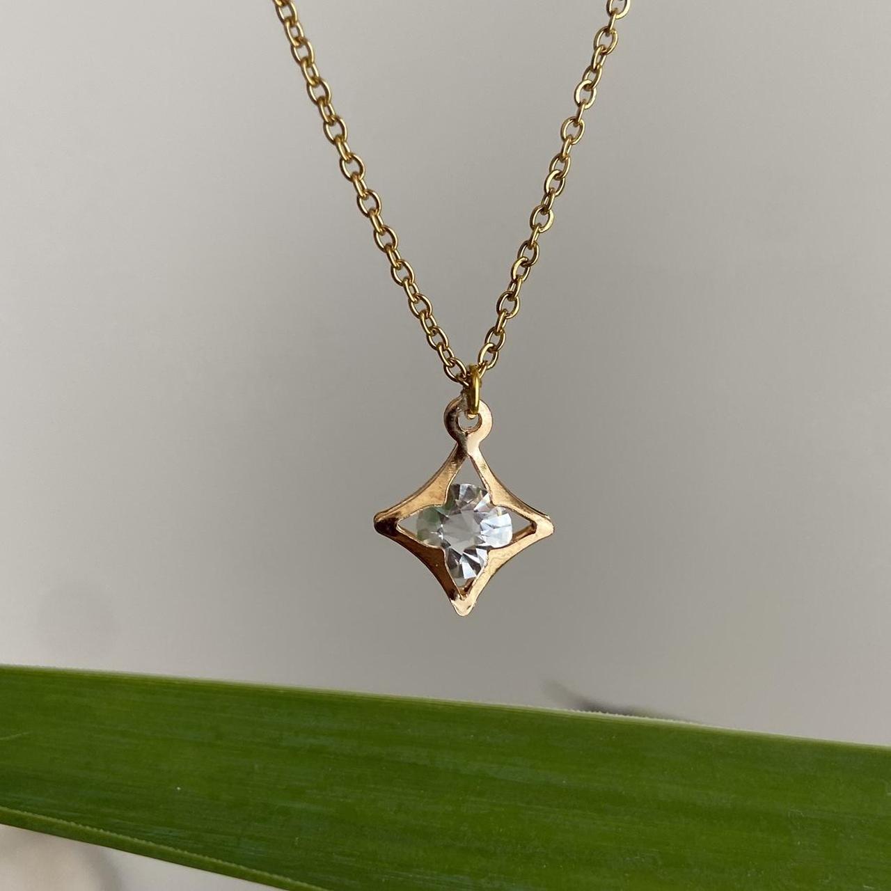 Diamond Gold Pendant Chain Necklace 18 Karat Gold - Image 2