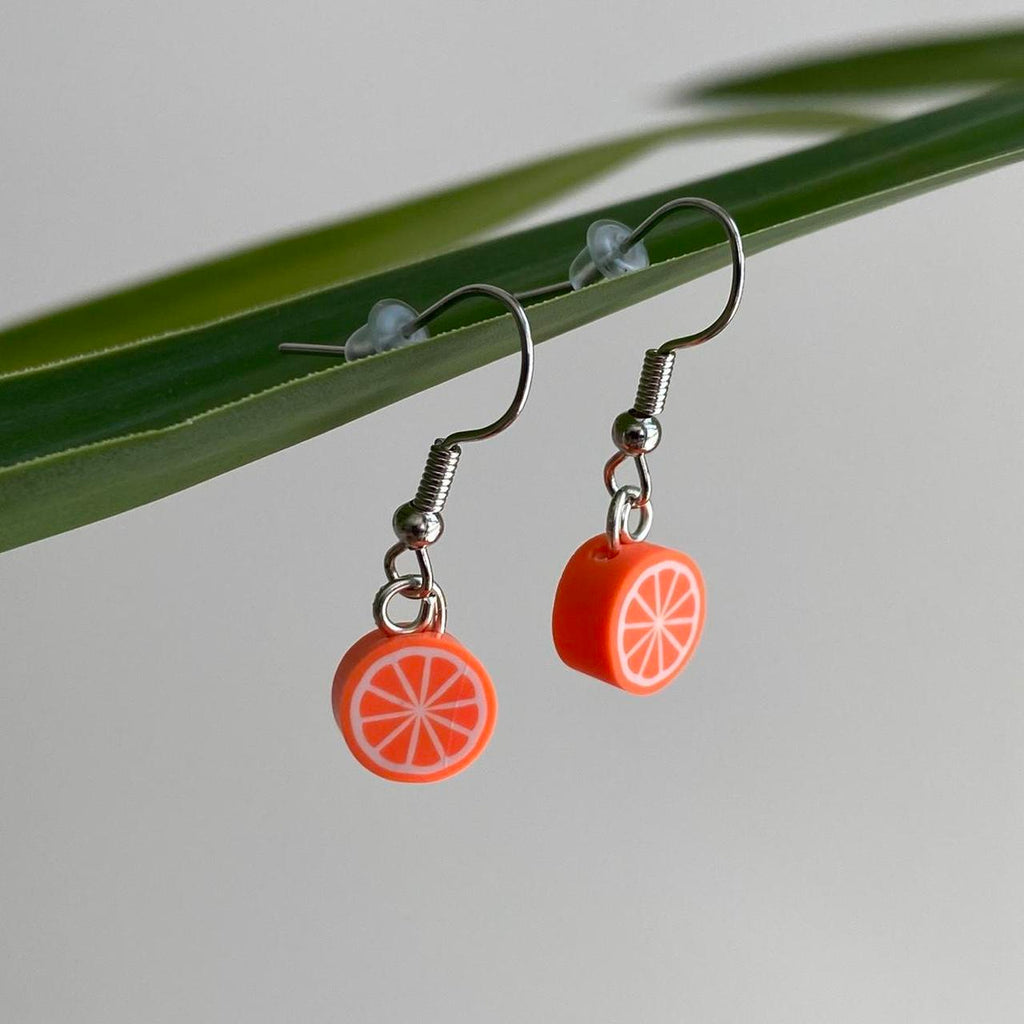 Orange Fruit Polymer Clay Dangle Earrings With - Image 2