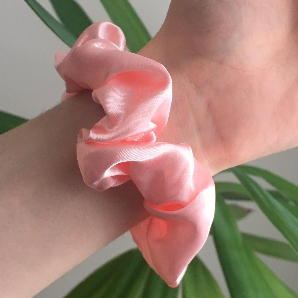 Orange Pink Blush Salmon Satin Scrunchie Instant - Image 2