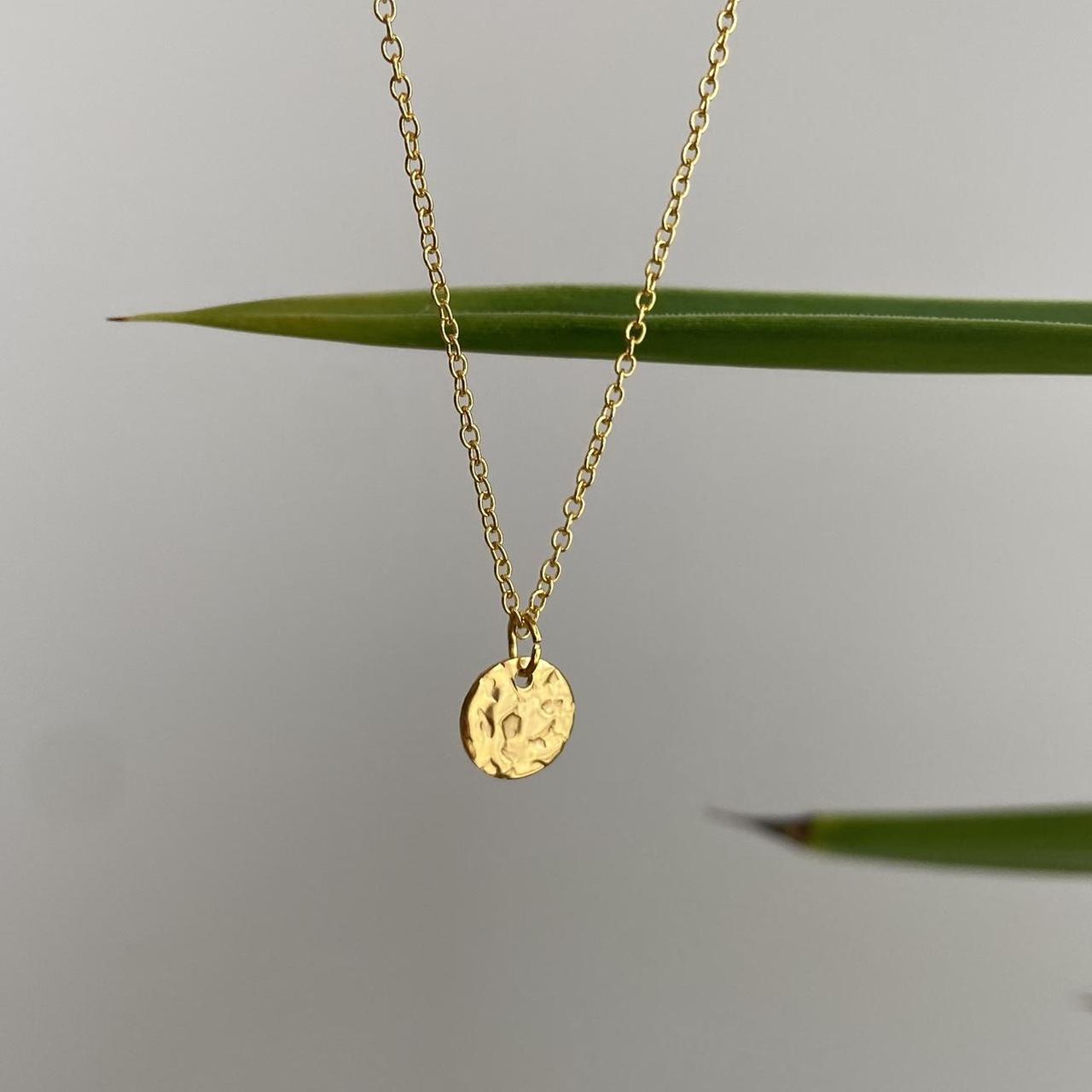 Small Gold Hammered Circle Pendant Chain - Image 2