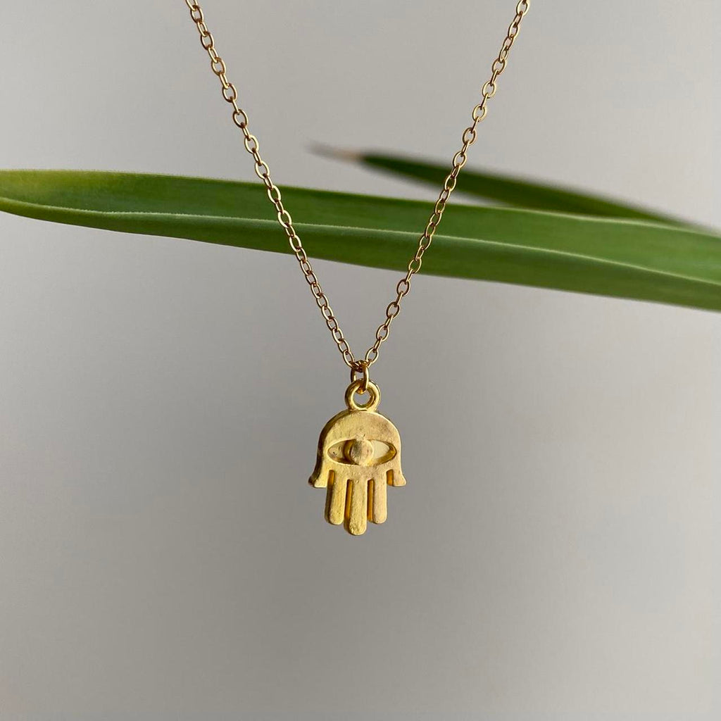 Gold Hamsa Hand Of Protection Pendant Chain - Image 3