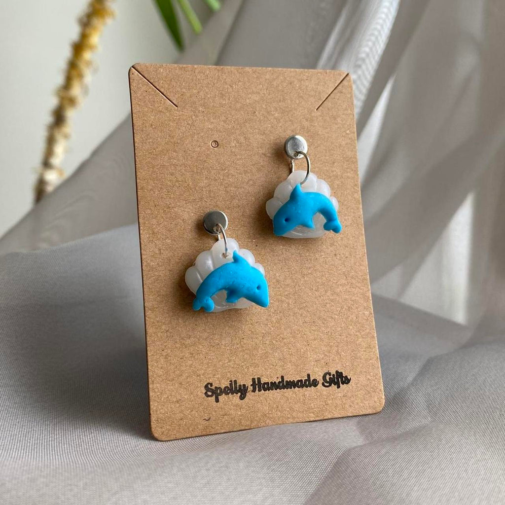 Handmade Dolphin On Seashell Polymer Clay Dangle