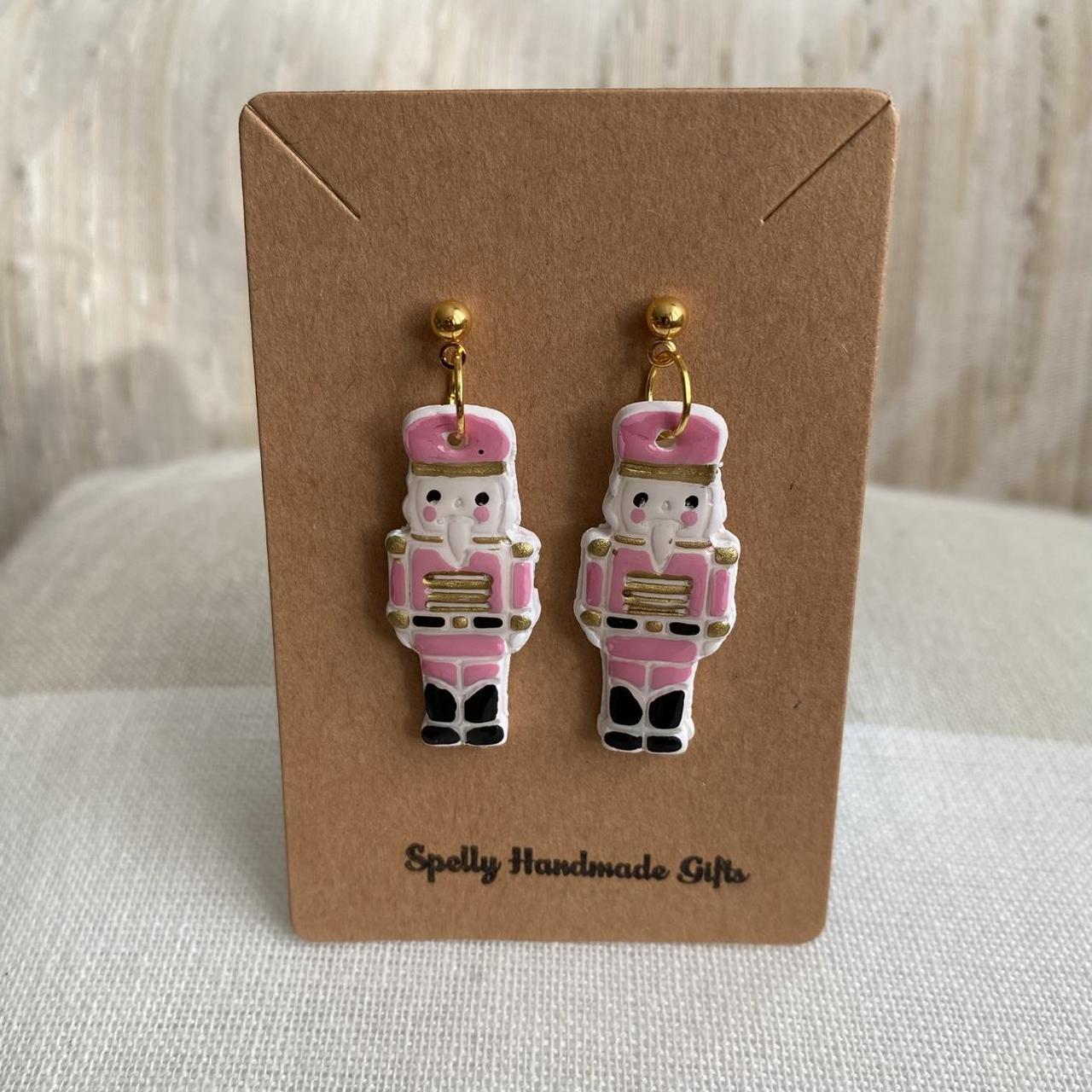 Made To Order Pink Nutcracker Polymer Clay Dangle - Image 2