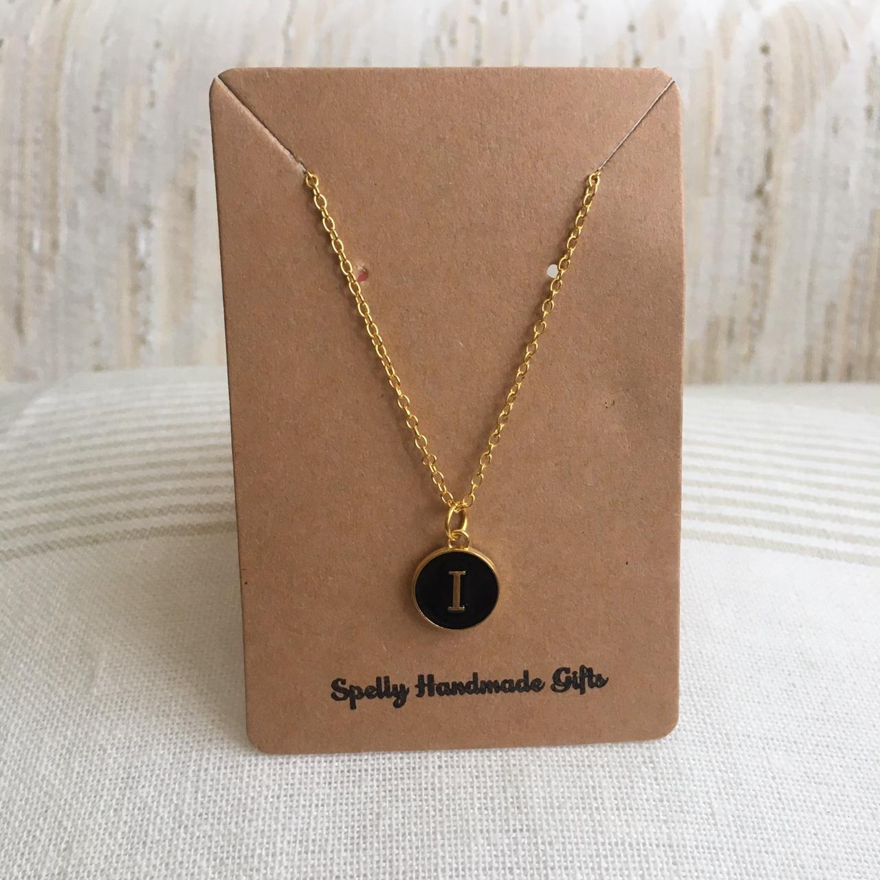 Letter I Initial Black Enamel Pendant Chain - Image 3