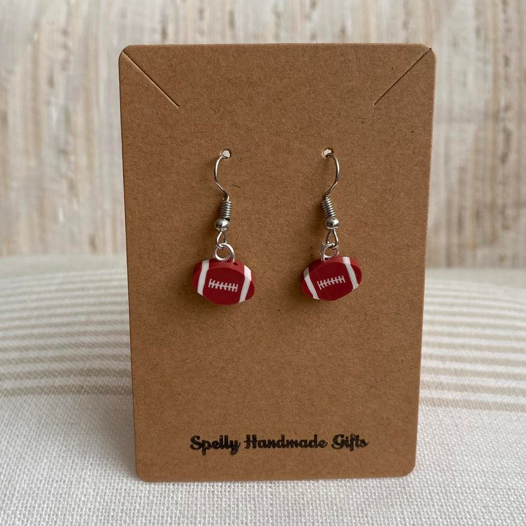 Football Polymer Clay Dangle Earrings With Silver - Image 4